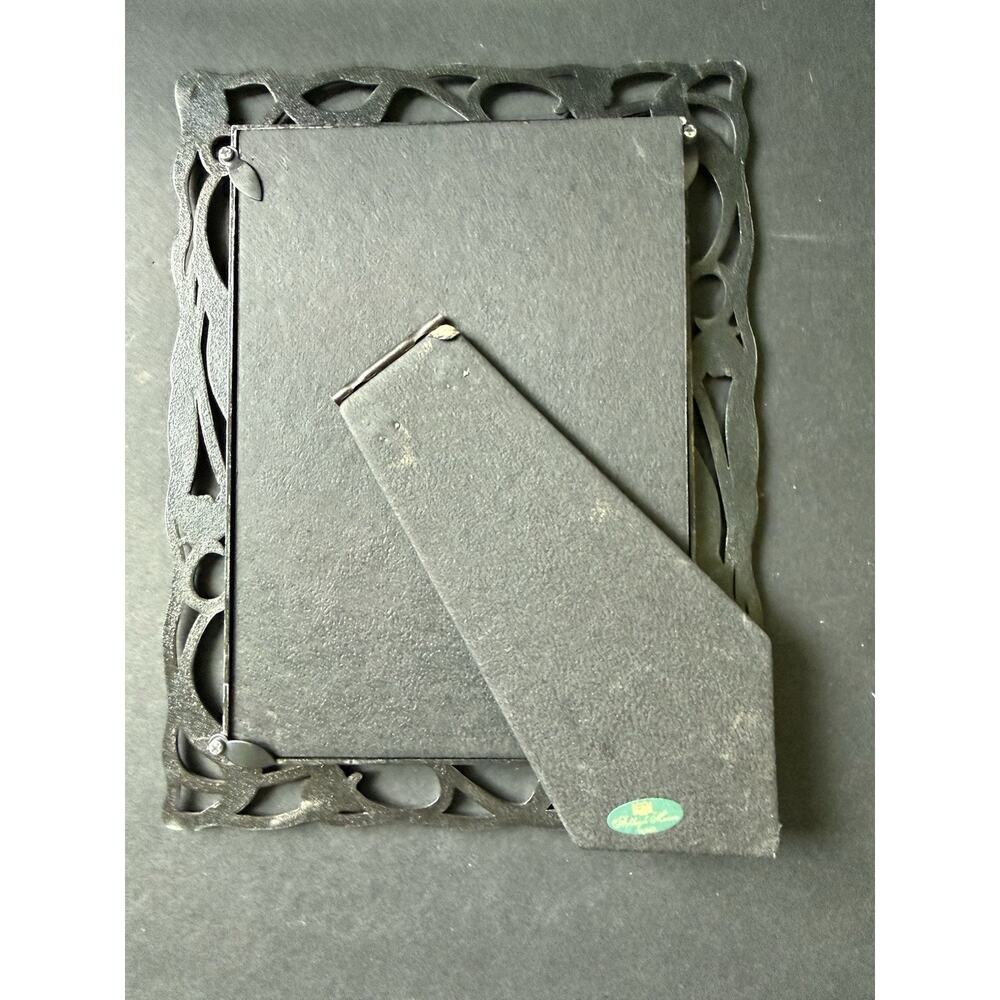 Vtg 5x7 Pewter Tone Metal Picture Frame Ornate Scroll Filigree Easel Back - Picture 6 of 9